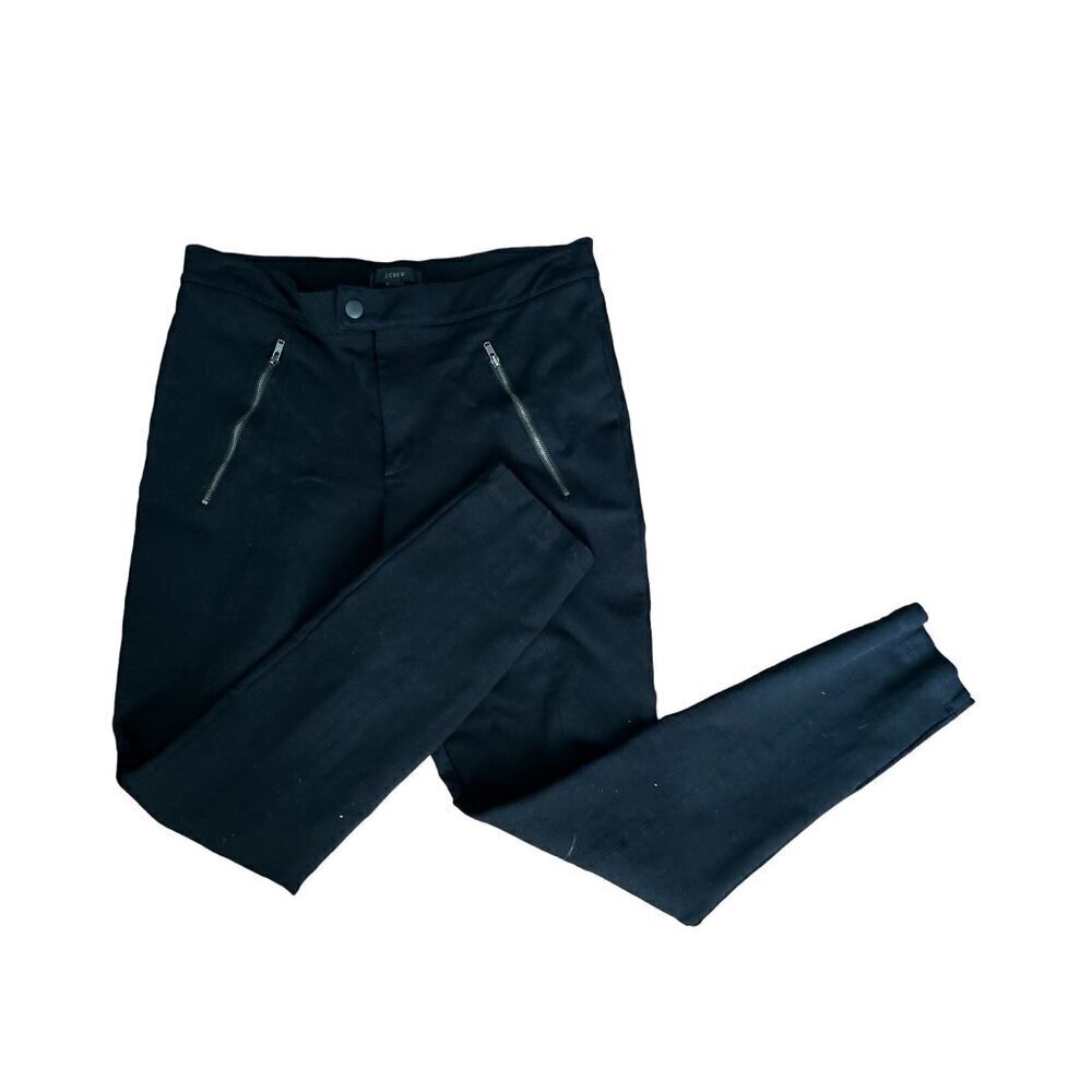 J.CREW Pixie Ponte Pants 2 front Zippers Black Color Size 8R
